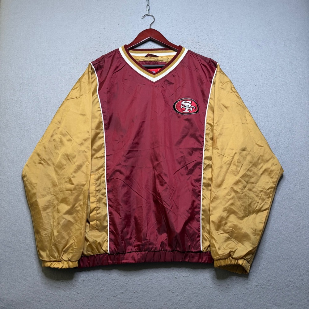 NFL Windbreaker Men XL Red San Francisco 49ers Vintage 90s V-Neck Pullover